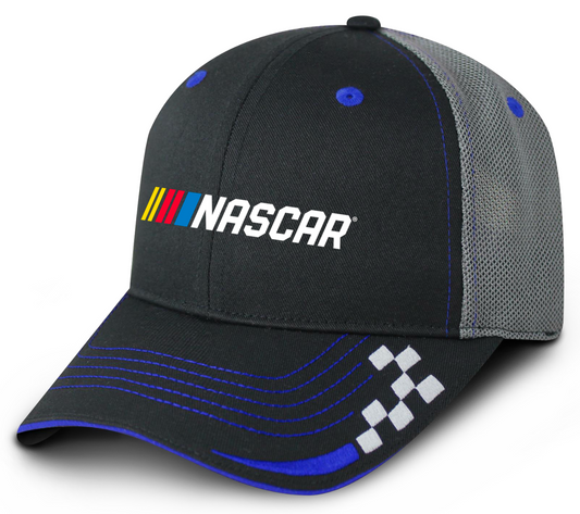 NASCAR Checker Bar Speed Mesh Cap -Black/Blue/White
